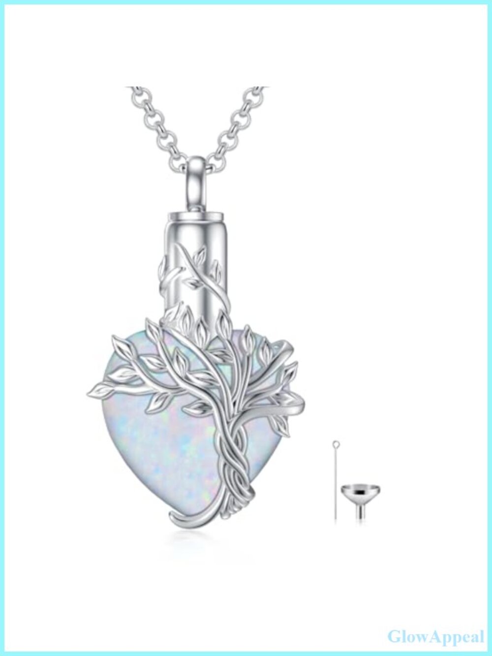 925 Sterling Silver Heart Tree of Life Urn Necklace Cremation Jewelry